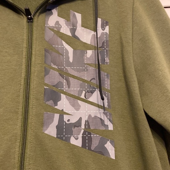 Nike Dri-Fit Zip Up  Dark Olive Green Hoodie Logo on Front Size S - Picture 4 of 8